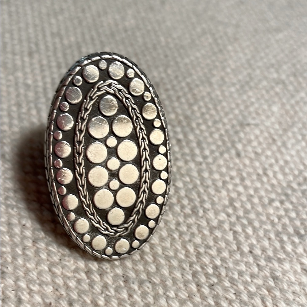 John Hardy sterling Silver Dot Oval Textured Ring